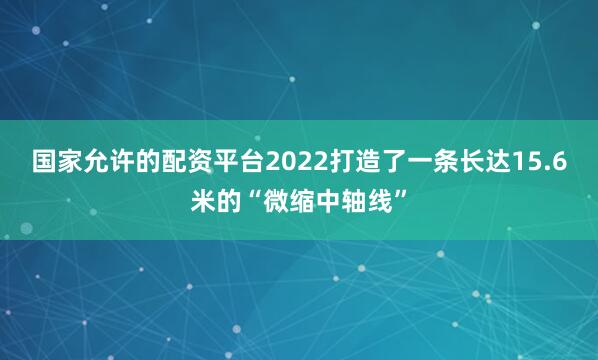 国家允许的配资平台2022打造了一条长达15.6米的“微缩中轴线”